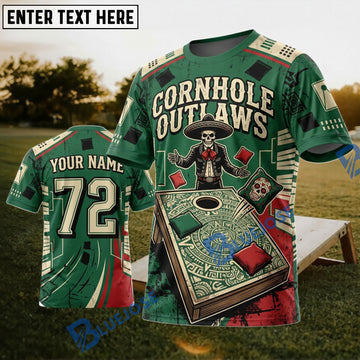 BlueJose Cornhole Outlaws Western Personalized Name 3D Unisex Shirt