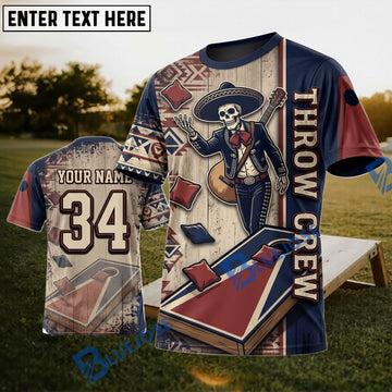 BlueJose Cornhole Throw Crew Cowboy Personalized Name 3D Unisex Shirt