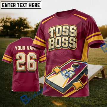 BlueJose Cornhole Toss Boss Board Personalized Name 3D Unisex Shirt