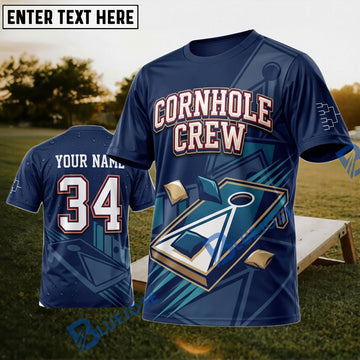 BlueJose Cornhole Crew Navy Board Personalized Name 3D Unisex Shirt