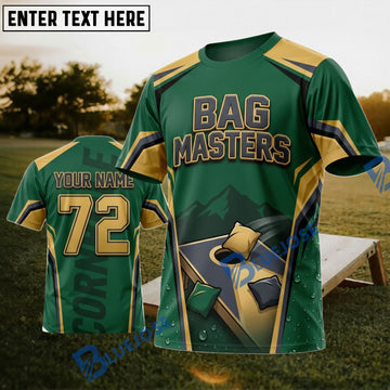 BlueJose Cornhole Bag Masters Green Board Personalized Name 3D Unisex Shirt