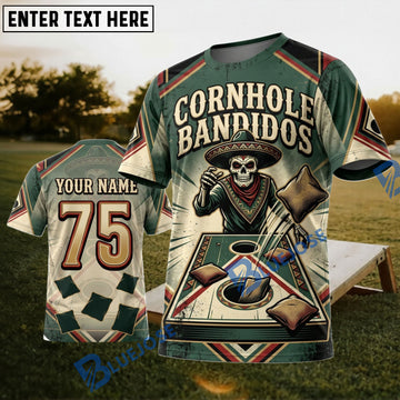 BlueJose Cornhole Banditos Skull Board Personalized Name 3D Unisex Shirt