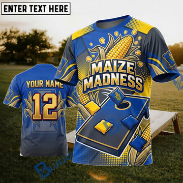 BlueJose Cornhole Maize Madness Corn Board Personalized Name 3D Unisex Shirt