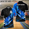 BlueJose Bowling Fire Flaming Strike Explosion Design Customized Name, Team Name 3D Shirt (4 Colors)