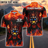 BlueJose Darts  Funny Dartboard King Flame Crown Design Customized Name, Team Name 3D Shirt (4 Colors)