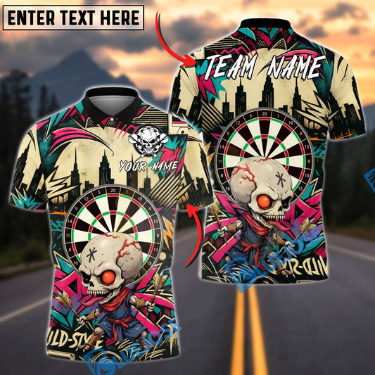 BlueJose Darts Samurai Skull Graffiti City Style Personalized Name Shirt