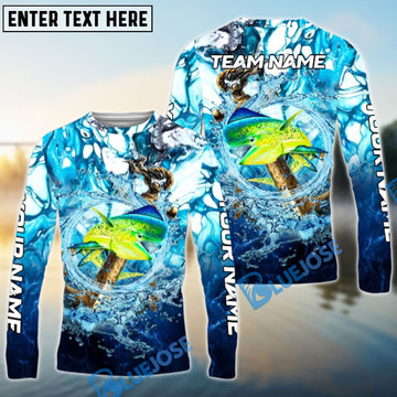 Bluejose Mahi Mahi Fishing Marble Tide Catch Name & Team Name 3D Shirts