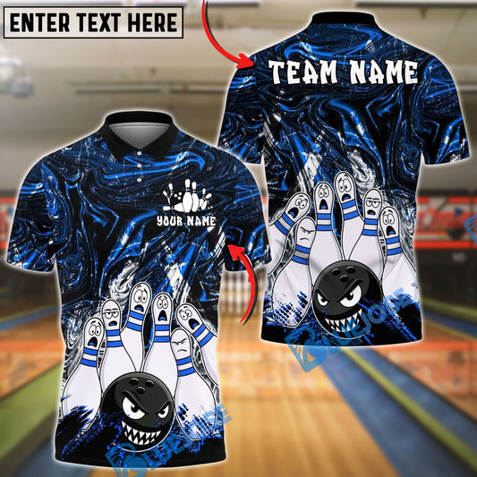 BlueJose Bowling And Pins Angry Ball vs Screaming Pins 2 Customized Name 3D Shirt (4 Colors)