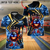 BlueJose Bowling And Pins King Ball With Crown Customized Name 3D Shirt (4 Colors)