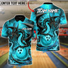 BlueJose Bowling And Pins Hellfire Dragon Customized Name, Team Name 3D Shirt (4 Colors)