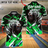 BlueJose Bowling And Pins White Tiger Customized Name, Team Name 3D Shirt (4 Colors)