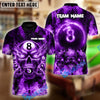 BlueJose Billiards Ball 8 Pool Skull Fire Personalized Name Shirt (4 Colors)