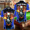 BlueJose Billiards Ball 8 Pool Skull Fire Thunder Design Personalized Name, Team Name Unisex Shirt (4 Colors)