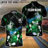 BlueJose Bowling And Pins Broken Glass Customized Name 3D Shirt (6 Colors)