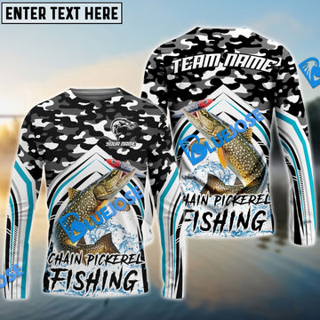 Bluejose Chain Pickerel Fishing Black Camo Sport Custom Name & Team Name 3D Shirts