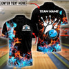 BlueJose Bowling And Pins Retro Smoke Customized Name, Team Name 3D Shirt (4 Colors)