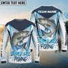 Bluejose Striped Bass Fishing White Blue Camo Sport Custom Name & Team Name 3D Shirts