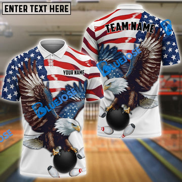 BlueJose Bowling And Pins Eagle US Flag Retro Personalized Shirt