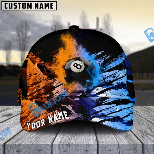 BlueJose Billiards Ball 8 Dust Flame Personalized Name Cap (4 Colors)