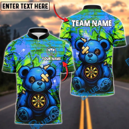 BlueJose Darts Bear Graffity Design Customized Name, Team Name 3D Shirt (4 Colors)