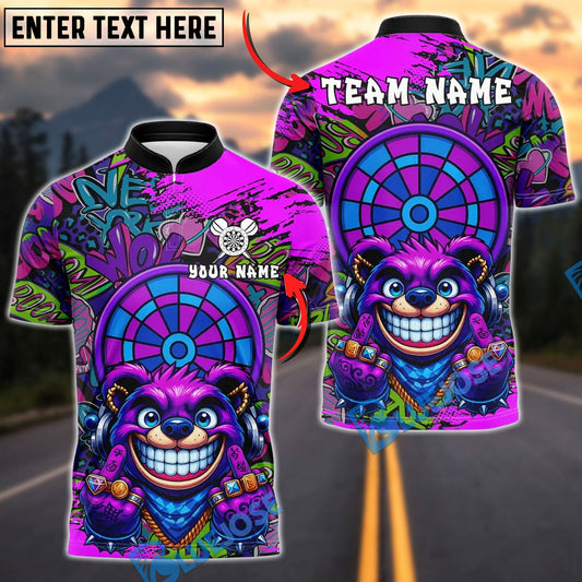 BlueJose Darts Gangster Bear Design Customized Name, Team Name 3D Shirt (4 Colors)