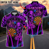 BlueJose Darts Flame Skull With Dartboard Design 3 Customized Name, Team Name 3D Shirt (4 Colors)