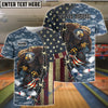 BlueJoses Bowling And Pins Eagles Army Multicolor Customized Name 3D Shirt ( 4 Colors )