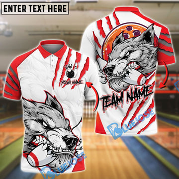 BlueJose Bowling Wolf Strike Power Customized Name, Team Name 3D Shirt (4 Colors)