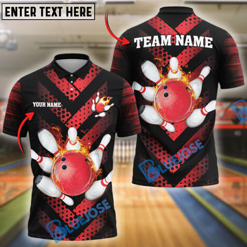 BlueJose Bowling And Pins Chevron Blaze Customized Name 3D Shirt (4 Colors)