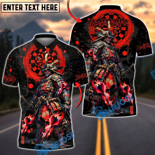 BlueJose Darts Samurai Warrior Target Pattern Multicolor Options Personalized Name Shirt (4 Colors)