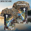 BlueJose Bass Fishing Cross Camo Custom Name & Team Name 3D Shirts