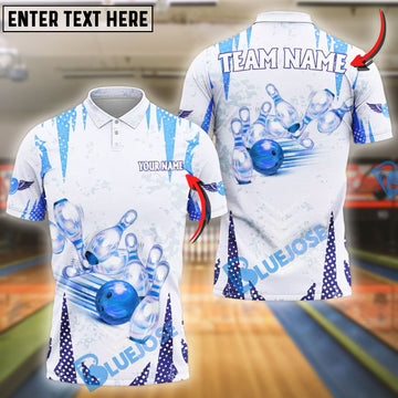 BlueJose Bowling And Pins Storm Customized Name, Team Name 3D Shirt (4 Colors)