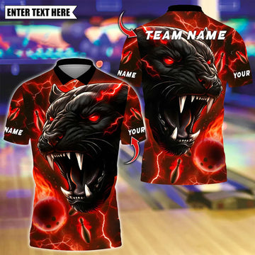 BlueJose Bowling And Pins Thunder Black Panther Customized Name, Team Name 3D Shirt (4 Colors)