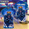 BlueJose Bowling And Pins Thunder King Gorrila Customized Name, Team Name 3D Shirt (4 Colors)
