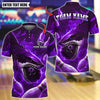 BlueJose Bowling And Pins Shark Bite Customized Name, Team Name 3D Shirt (4 Colors)