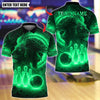 BlueJose Bowling And Pins Flame The Lion OF Judah Customized Name, Team Name 3D Shirt (4 Colors)