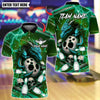BlueJose Bowling And Pins Dragon Mother And Child With Skull Bowling Design Customized Name, Team Name 3D Shirt (4 Colors)