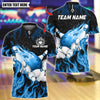 BlueJose Bowling And Pins Flaming Bowling Pins Design Customized Name, Team Name 3D Shirt (4 Colors)