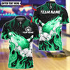 BlueJose Bowling And Pins Flaming Bowling Pins Design Customized Name, Team Name 3D Shirt (4 Colors)