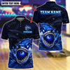 BlueJose Bowling And Pins Angry Shark And Pins Customized Name, Team Name 3D Shirt (4 Colors)