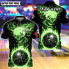 BlueJose Bowling And Pins Flaming Skull Up Ball Customized Name, Team Name 3D Shirt (4 Colors)