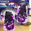 BlueJose Bowling And Pins Angry Wolf Dripping Blood Customized Name, Team Name 3D Shirt (4 Colors)