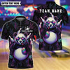 BlueJose Bowling And Pins Panda 420 Leaf Neon Glow Design Customized Name, Team Name 3D Shirt (4 Colors)