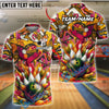 BlueJose Bowling Ball & Pins Graffiti Splash Art Customized Name, Team Name 3D Shirt (4 Colors)