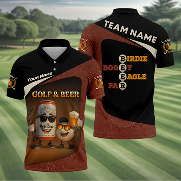 BlueJose Funny Beer And Golf 3 Golf Customized Name, Team Name Shirt