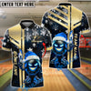 BlueJose Bowling And Pins Santa Flame Gold Black Customized Name, Team Name 3D Shirt (4 Colors)