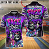 BlueJose Bowling And Pins Face Your Fear Graffiti Pattern Customized Name, Team Name 3D Shirt (4 Colors)