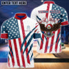 BlueJose US Flag Eagle Bowling and Pins Customized Name, Team Name 3D Shirt