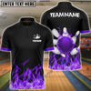 BlueJose Bowling And Pins Ink Fire Pattern Customized Name 3D Shirt (4 Colors)