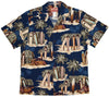 Bluejose Longboard Woody Beach Shack Men's Hawaiian Shirt